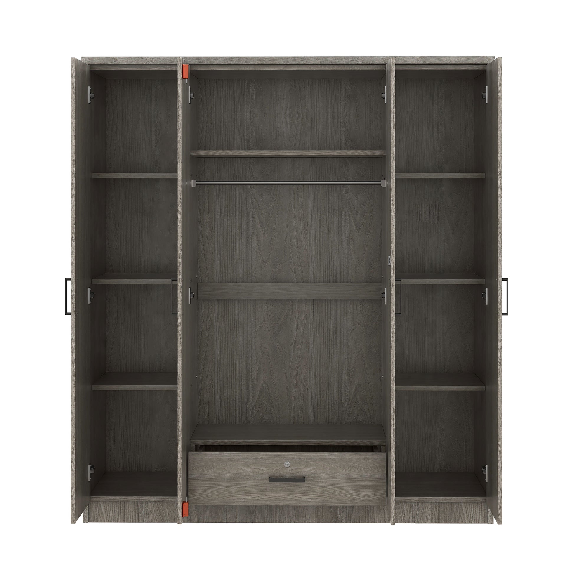 4-Door Grey Wardrobe - Bedroom Storage Solution