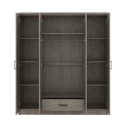 4-Door Grey Wardrobe - Bedroom Storage Solution