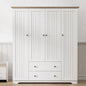 4 Door Wardrobe Armoire Closet with 2 Drawers, White