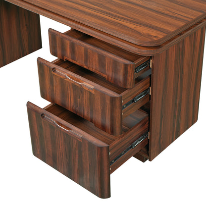 90" Walnut L Shaped Desk with 3 Drawers - Corner Office Desk