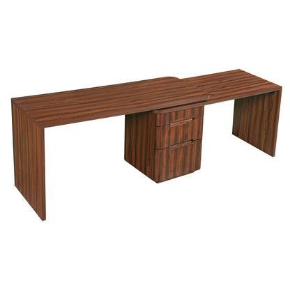 90" Walnut L Shaped Desk with 3 Drawers - Corner Office Desk
