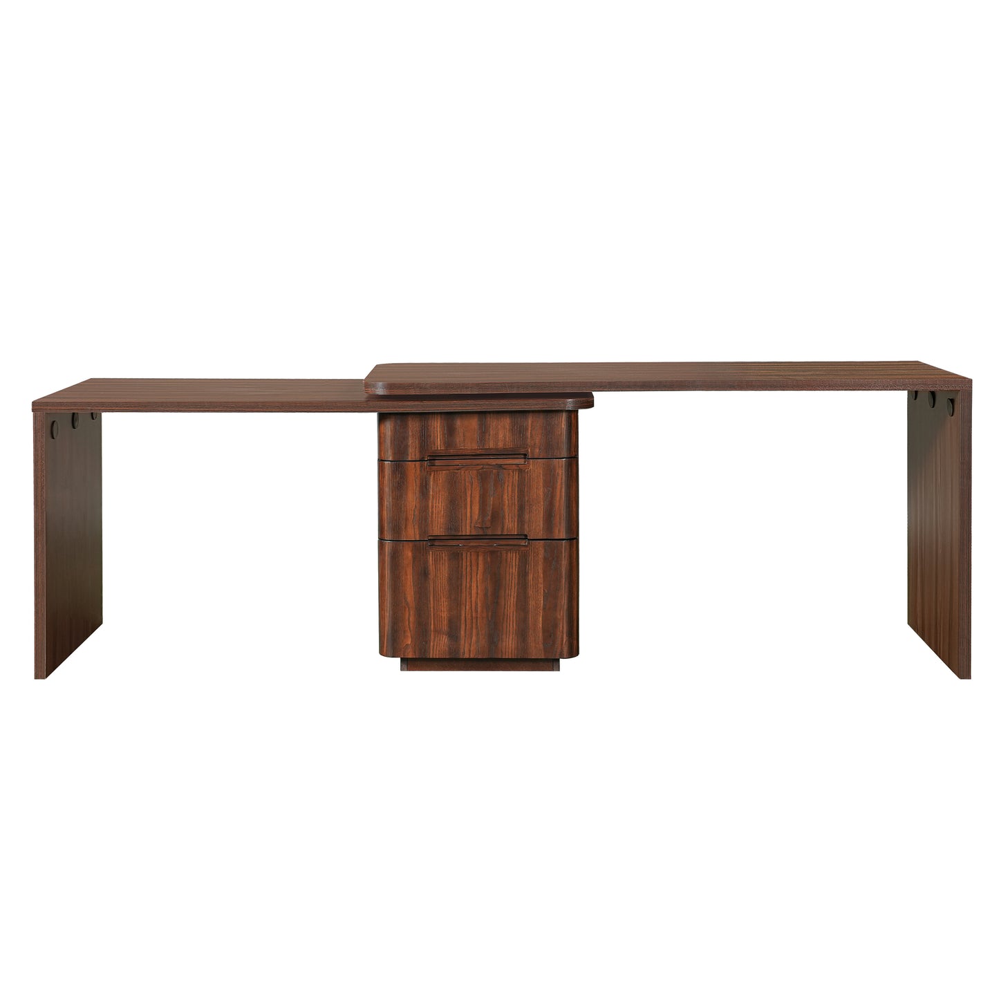 90" Walnut L Shaped Desk with 3 Drawers - Corner Office Desk