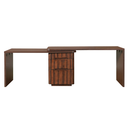 90" Walnut L Shaped Desk with 3 Drawers - Corner Office Desk