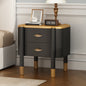 Contemporary 2 Drawers Nightstand with Curved Profile Design, Bedside Table with Metal Feather-Shaped Handles and Exposed Legs, End Table for Living Room and Bedroom, Easy Assembly, Black