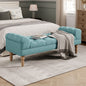 Button-Tufted End of Bed Bench,Large Upholstered Ottoman,Foot Rest with Legs,Footstool with Rolled Arms,Upholstered Fabric Bench,Indoor Bench for Bedroom,Living Room,Entryway,Dusty Teal
