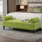 Modern Bedroom Bench,Bench for End of Bed,Velvet Upholstered Bench with 2 Detachable Pillows,Comfy Upholstered Footstool,Ottoman  for Bedroom,Living Room, Entryway,Green
