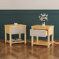 Wood Nightstand,Modern Nightstands with Drawer, Farmhouse Bedside Table for Bedroom Living Room ,MP2(set of 2) Natural&Beige Color