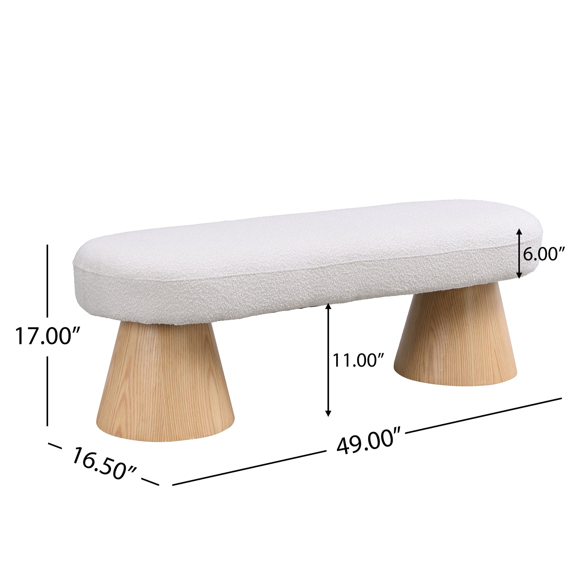 Beige Fabric Bench - Entryway, Bedroom, Living Room