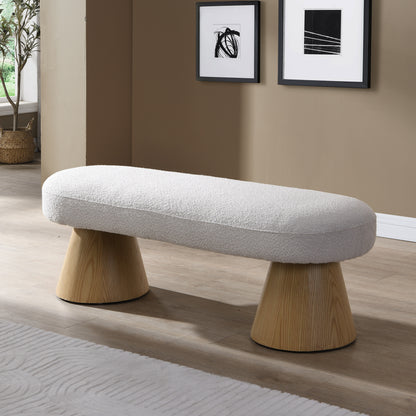 Dining Bench for Dining Room, Upholstered Bedroom End of Bed Entryway Bench Fabric Ottoman for Living Room, Beige Stool Top 300 LBS Weight Capacity