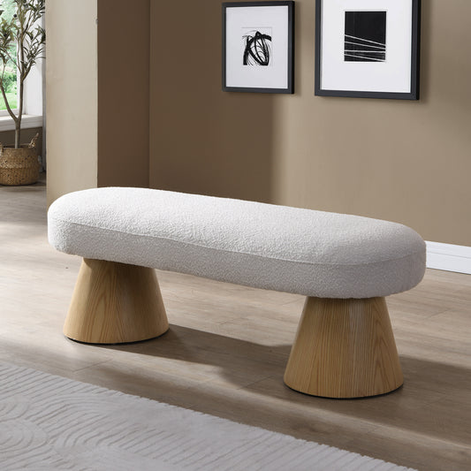Dining Bench for Dining Room, Upholstered Bedroom End of Bed Entryway Bench Fabric Ottoman for Living Room, Beige Stool Top 300 LBS Weight Capacity