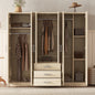 6-Doors Wooden Wardrobe Storage for Bedroom, with Big Drawers, Brown