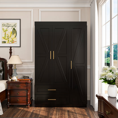 Shaker Style Wardrobe - Black MDF Storage Armoire