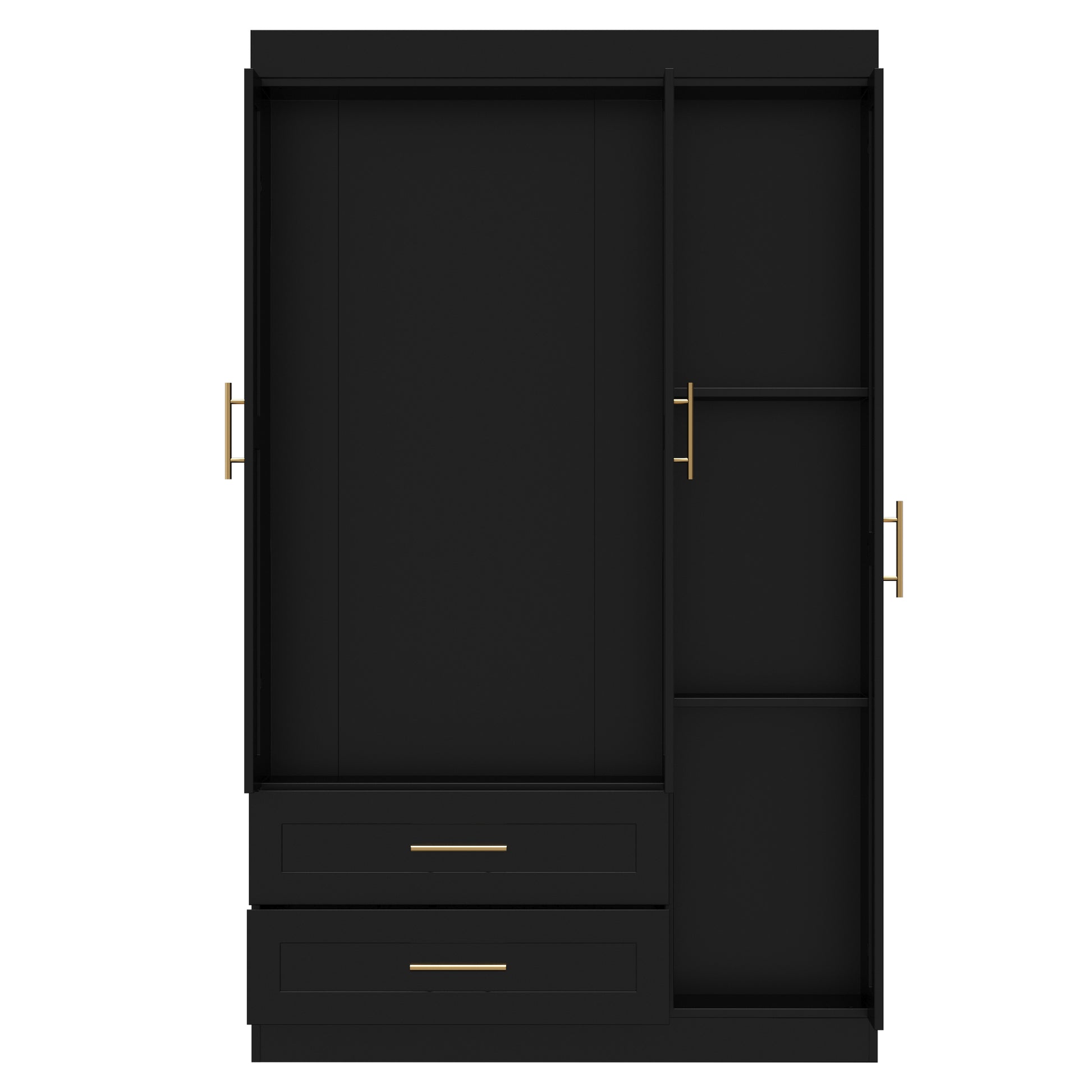 Shaker Style Classic Three-Door Wardrobe, Wood Bedroom Armoire with Hanging Rod and Shelves, Spacious Storage Closet, Modern Farmhouse Design