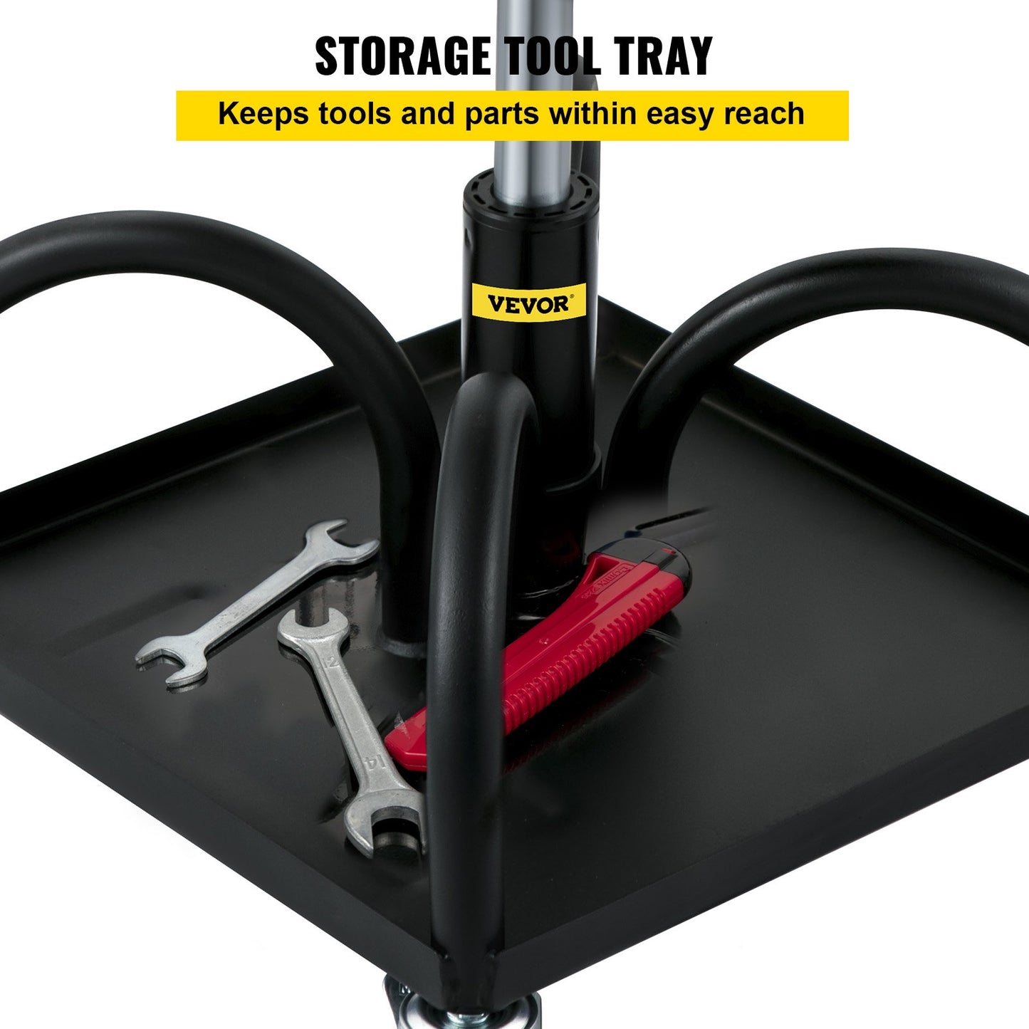 300 LBS Rolling Garage Stool - Adjustable Height Shop Seat with Tool Tray