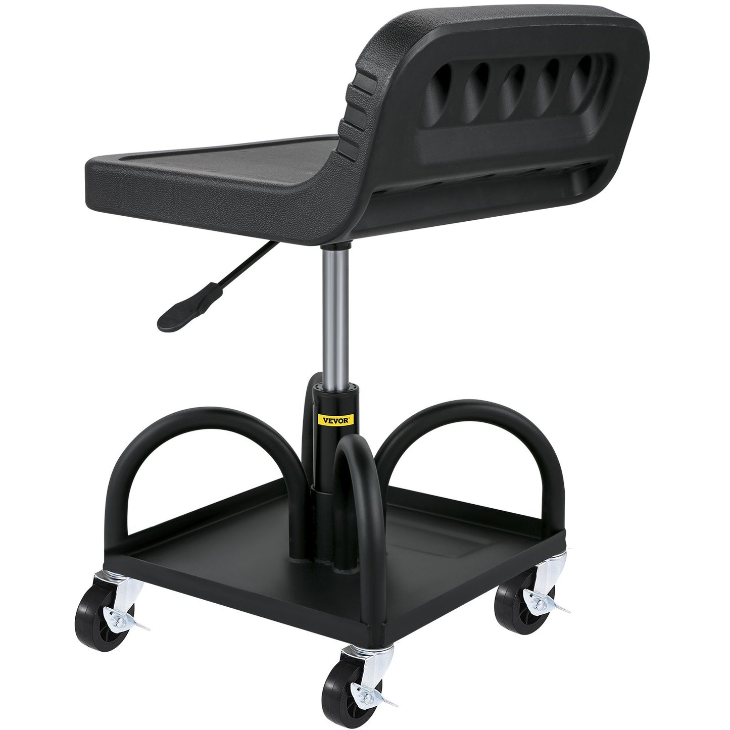 300 LBS Rolling Garage Stool - Adjustable Height Shop Seat with Tool Tray