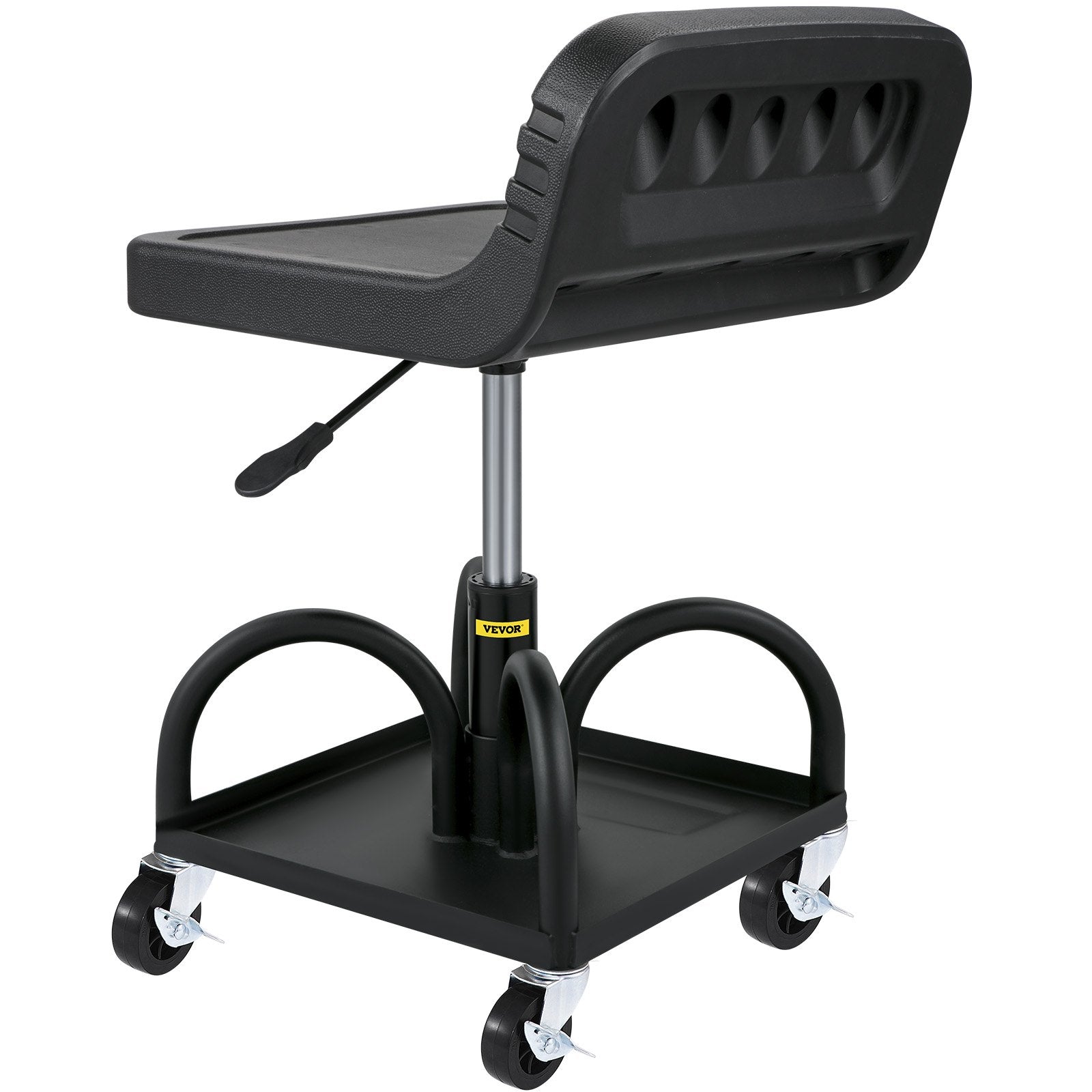 300 LBS Rolling Garage Stool - Adjustable Height Shop Seat with Tool Tray