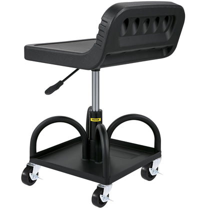 300 LBS Rolling Garage Stool - Adjustable Height Shop Seat with Tool Tray
