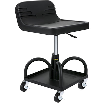 300 LBS Rolling Garage Stool - Adjustable Height Shop Seat with Tool Tray