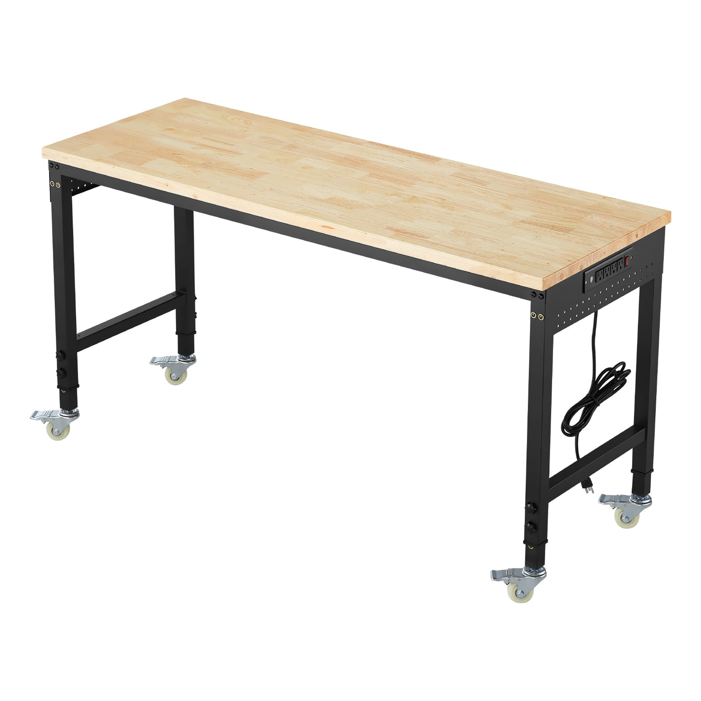60" Adjustable Height Workbench with Wheels & Power Outlet