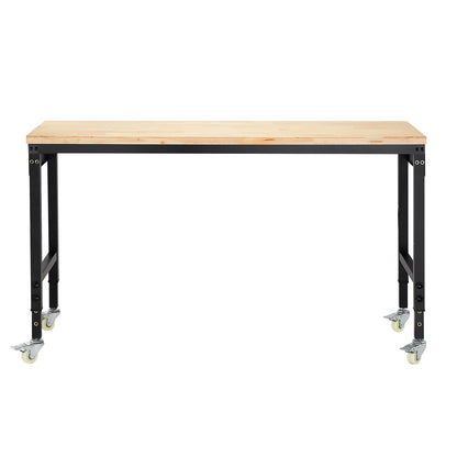 60" Adjustable Height Workbench with Wheels & Power Outlet
