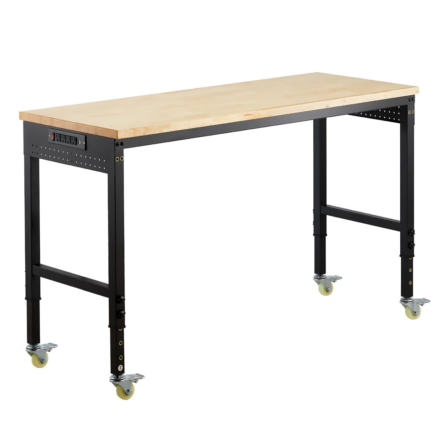 60" Adjustable Height Workbench with Wheels & Power Outlet