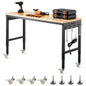 60" Workbench on Wheels Adjustable Height Table with Power Outlet & Pegboard