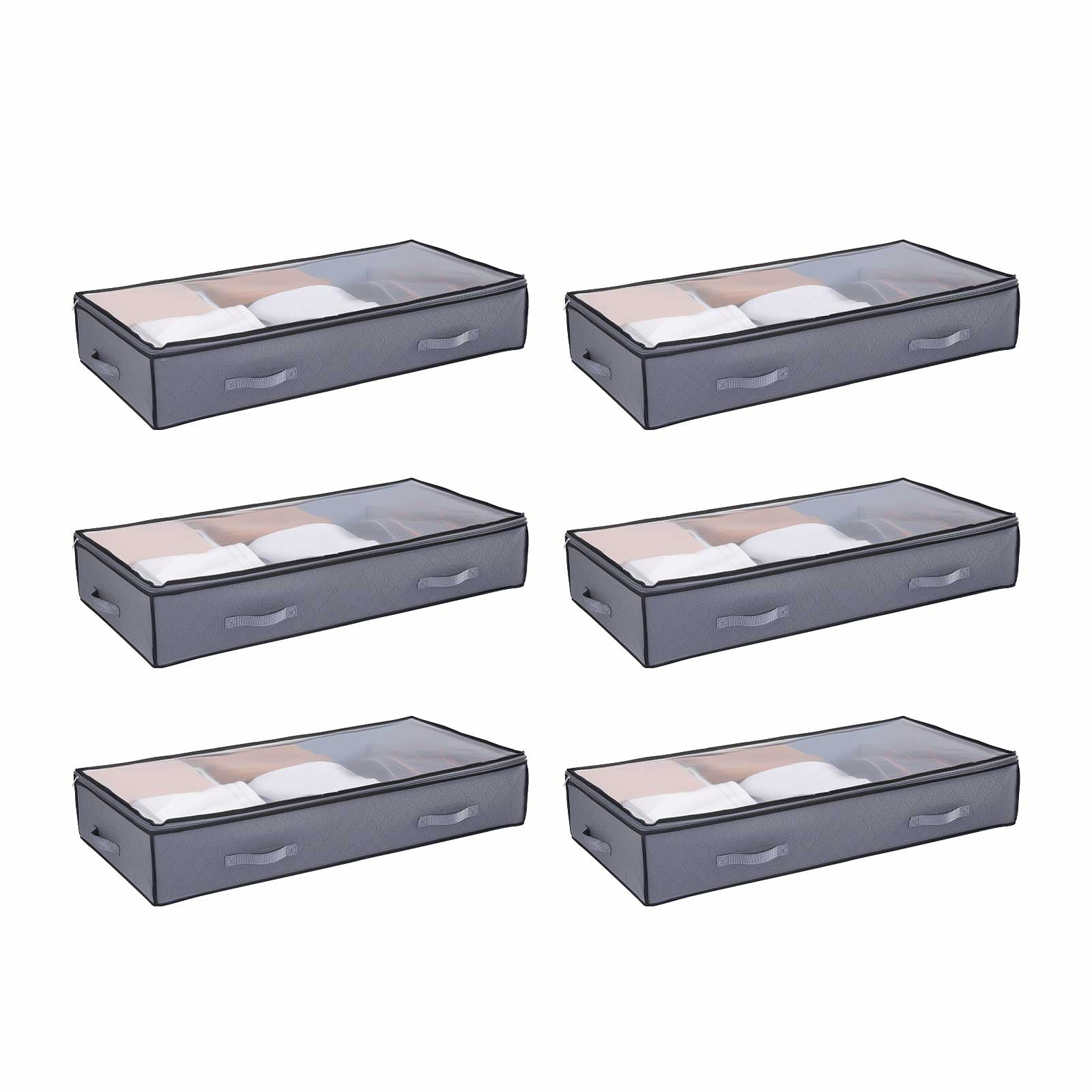 Under Bed Storage 90L Stackable Shoes Organization Box with Clear Lid 6 Pack