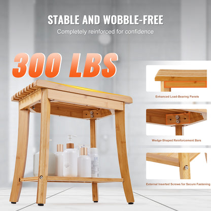 Bamboo Shower Bench - Comfortable & Durable Bathroom Stool