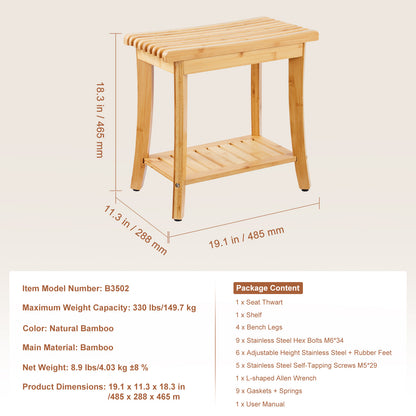 Bamboo Shower Bench - Comfortable & Durable Bathroom Stool