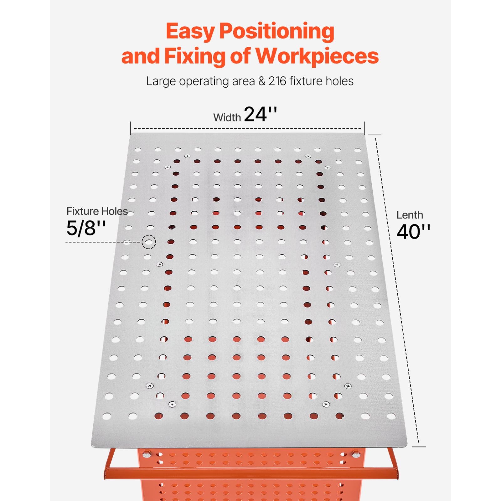 Orange Steel Welding Table - 40" x 24" Workbench for Home Office