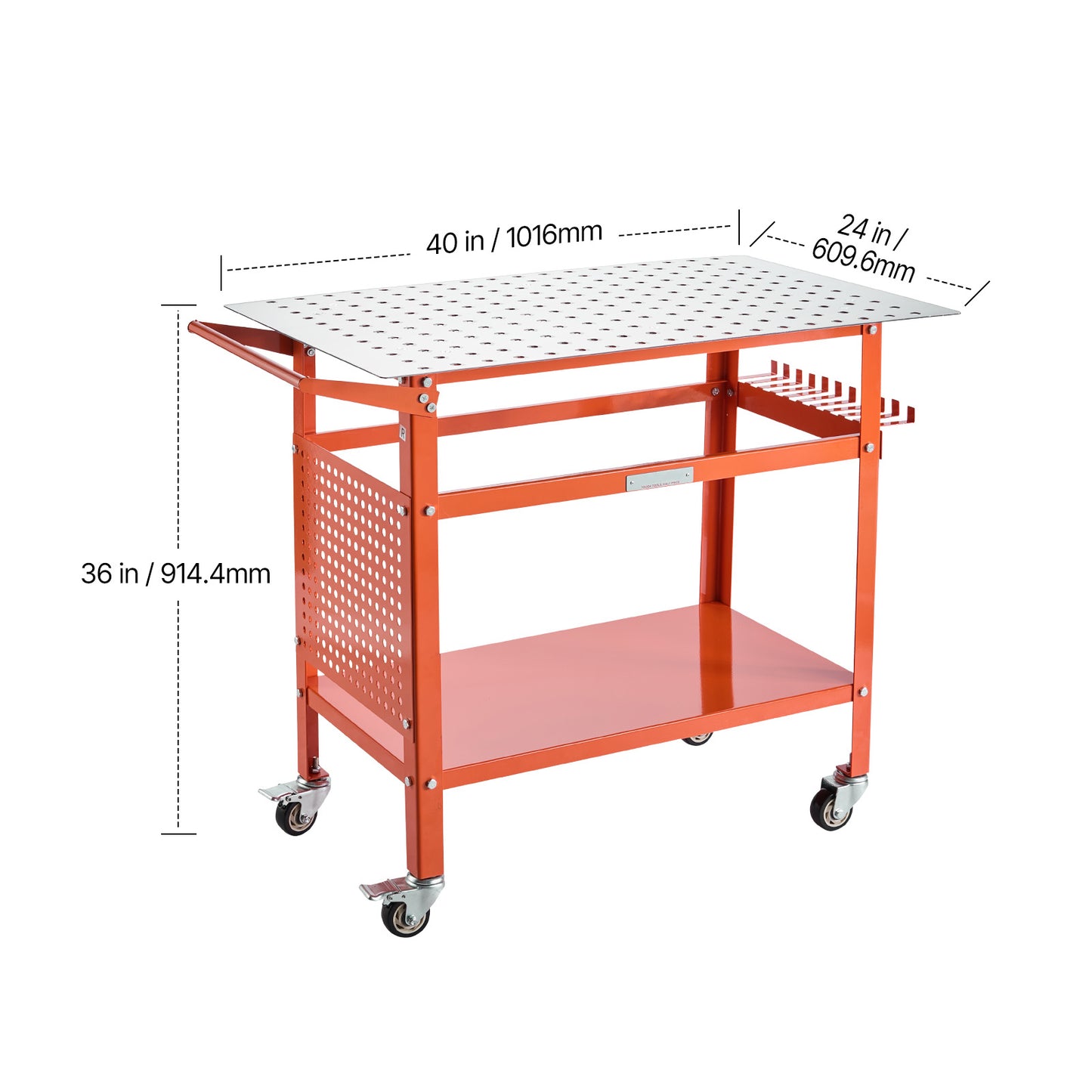 Orange Steel Welding Table - 40" x 24" Workbench for Home Office