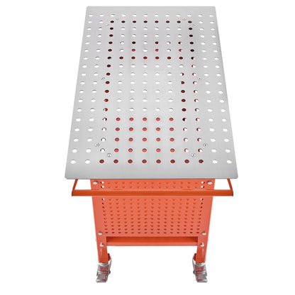 Orange Steel Welding Table - 40" x 24" Workbench for Home Office