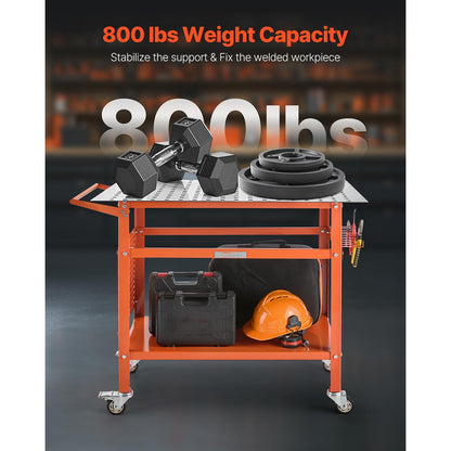 Orange Steel Welding Table - 40" x 24" Workbench for Home Office