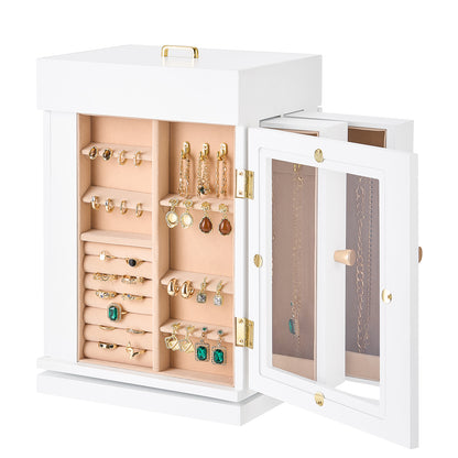 360° Rotating Jewelry Box - White MDF Storage