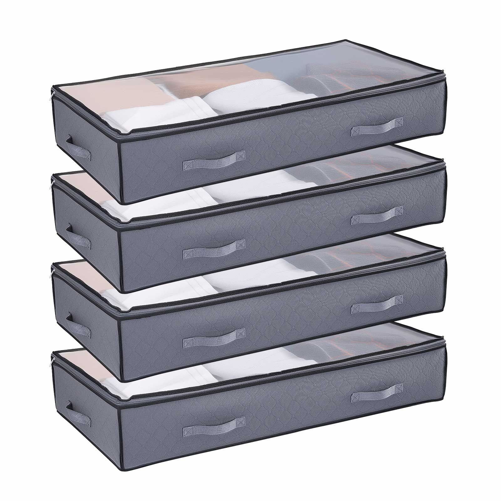 Dark Gray Under Bed Storage Box - Shoe Organizer 2 Pack for Bedroom