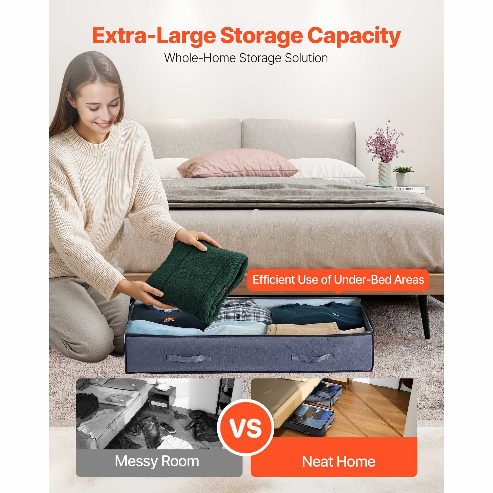 Dark Gray Under Bed Storage Box - Shoe Organizer 2 Pack for Bedroom