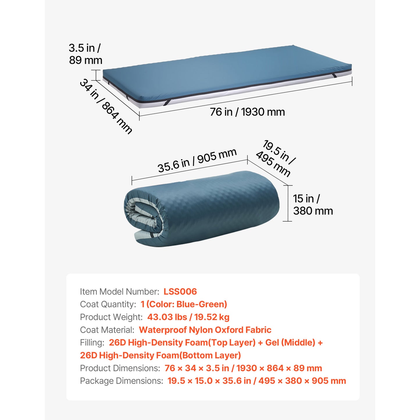 Blue Foam Hospital Mattress - 3.5 Inch Comfort & Support