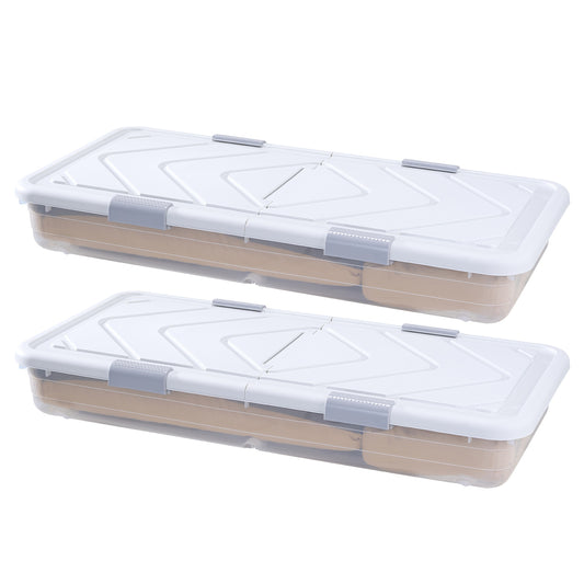 Under Bed Storage with Wheels 39.8x20.1x5.9 Inch Rolling Storage Bags 2 Pack