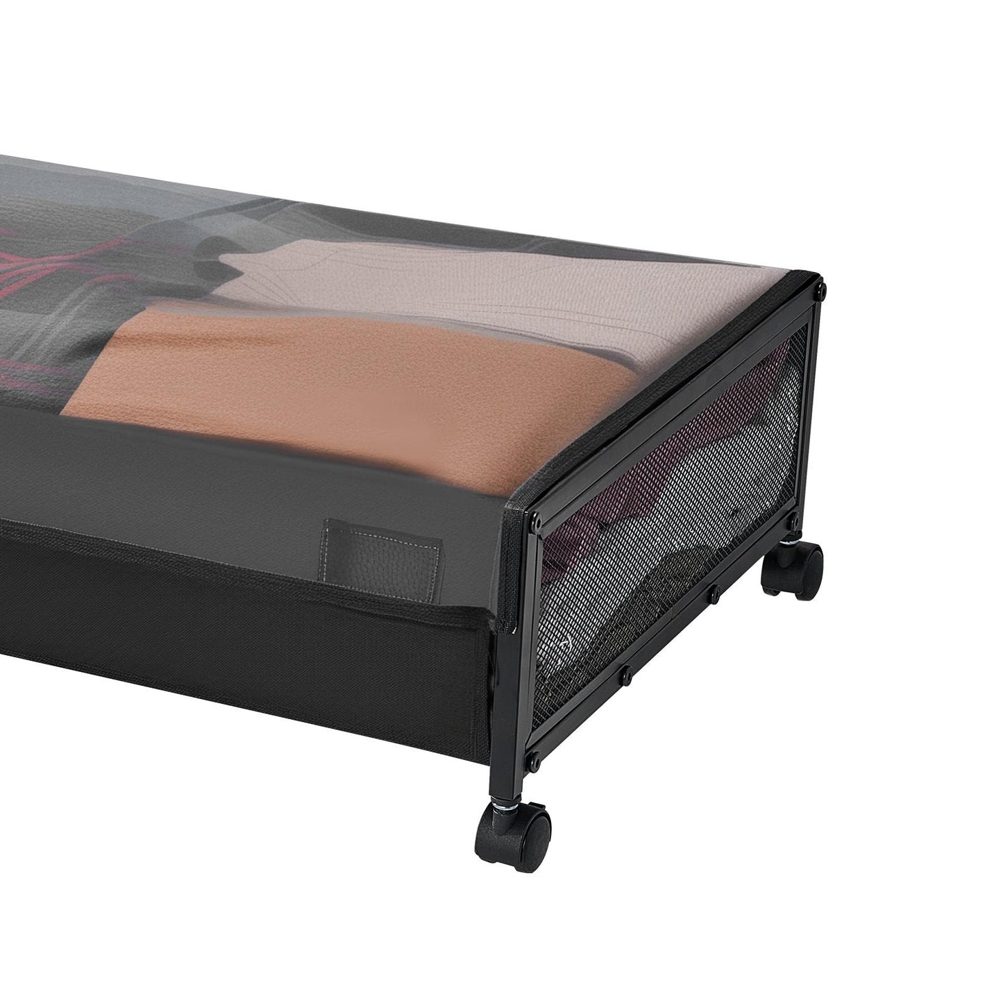 Black Oxford Under Bed Storage with Rolling Casters for Heavy Items for Bedroom