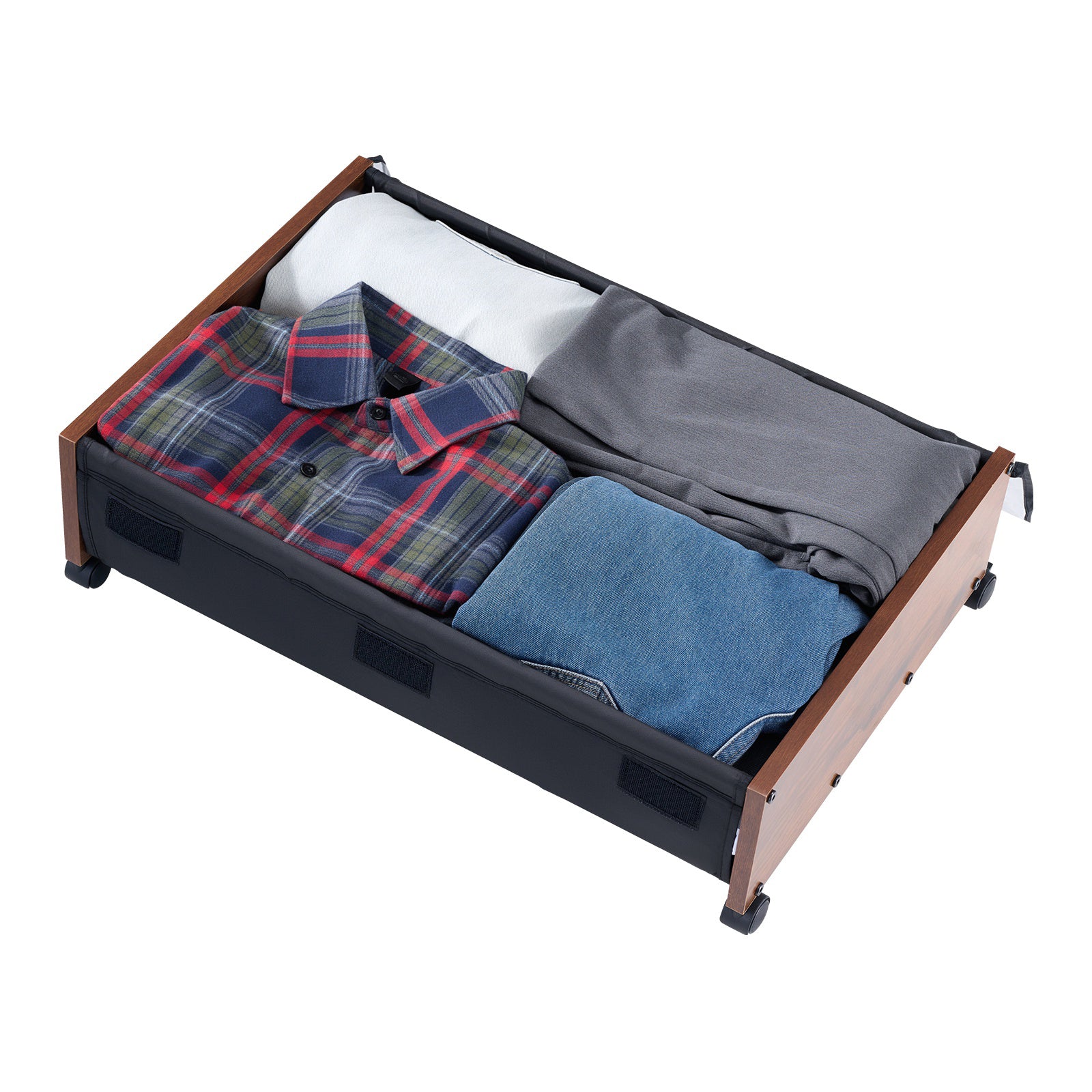 Brown Under Bed Storage with Wheels - 25.6 x 18.1 Inch for Bedroom