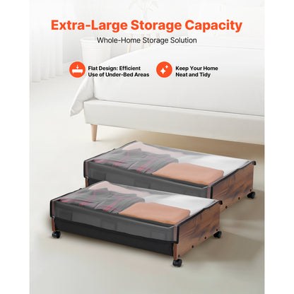 Brown Under Bed Storage with Wheels - 25.6 x 18.1 Inch for Bedroom