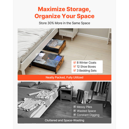 Brown Under Bed Storage with Wheels - 25.6 x 18.1 Inch for Bedroom
