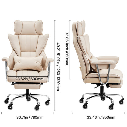 Beige Coffee Office Chair - Comfortable Recline, 400 lb Capacity