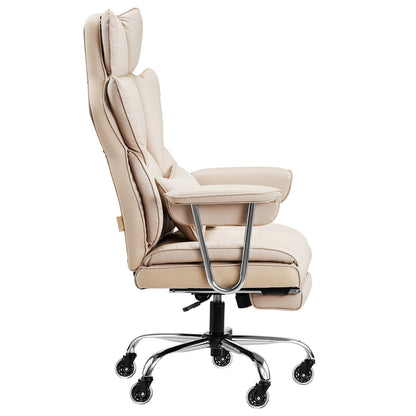 Beige Coffee Office Chair - Comfortable Recline, 400 lb Capacity