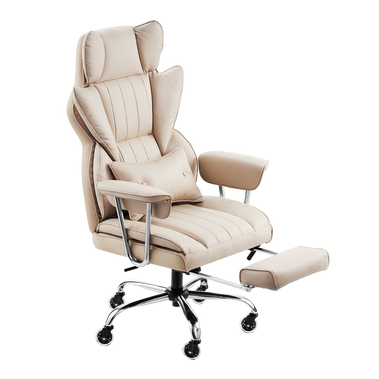 Beige Coffee Office Chair - Comfortable Recline, 400 lb Capacity