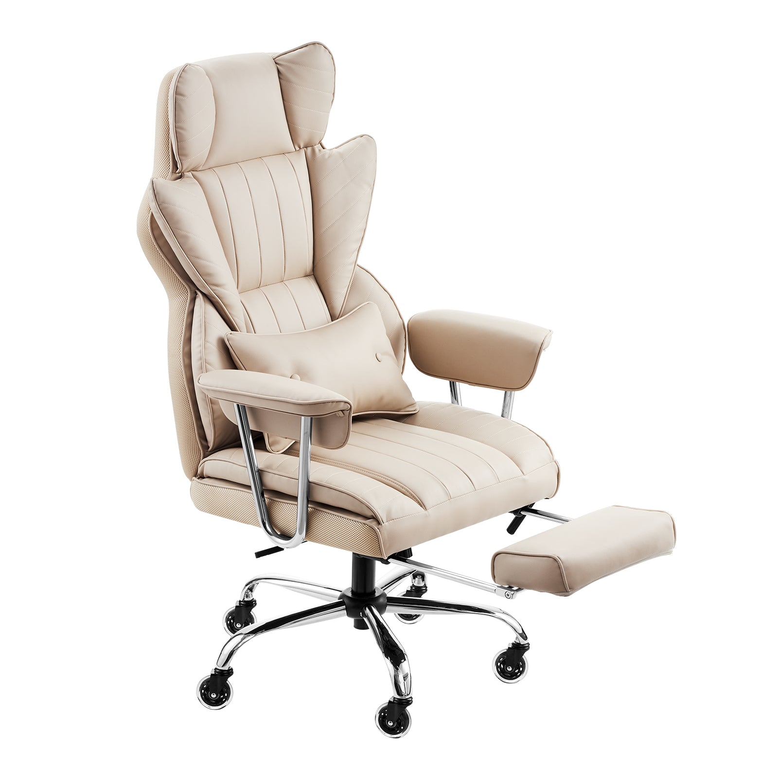 Beige Coffee Office Chair - Comfortable Recline, 400 lb Capacity