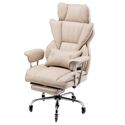 Beige Coffee Office Chair - Comfortable Recline, 400 lb Capacity