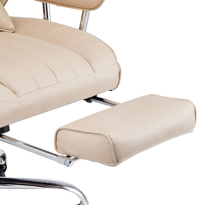 Beige Coffee Office Chair - Comfortable Recline, 400 lb Capacity