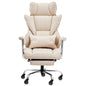 Executive Office Chair with Footrest, 400 lbs Capacity With Heavy Duty PU Leather Wide Office Chair, Big and Tall Reclining Office Chairs with Lumbar Support, Strong Metal Base Quiet Wheels, Khaki