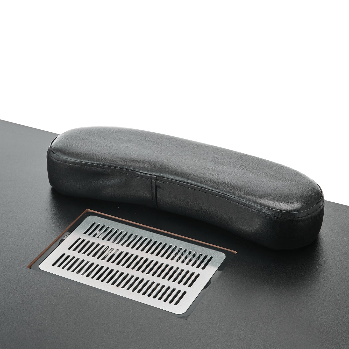 Black Nail Tech Desk - Mobile Manicure Table with Dust Collector for Home Office